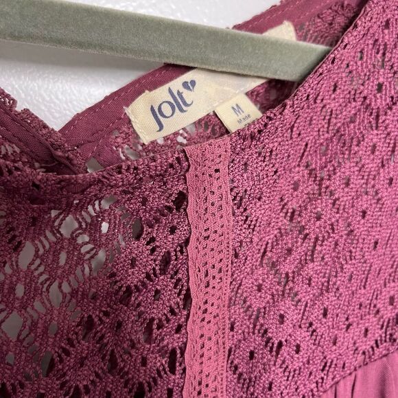 Jolt Long Sleeve Pleated Front Shift Dress Purple Medium - Picture 5 of 5